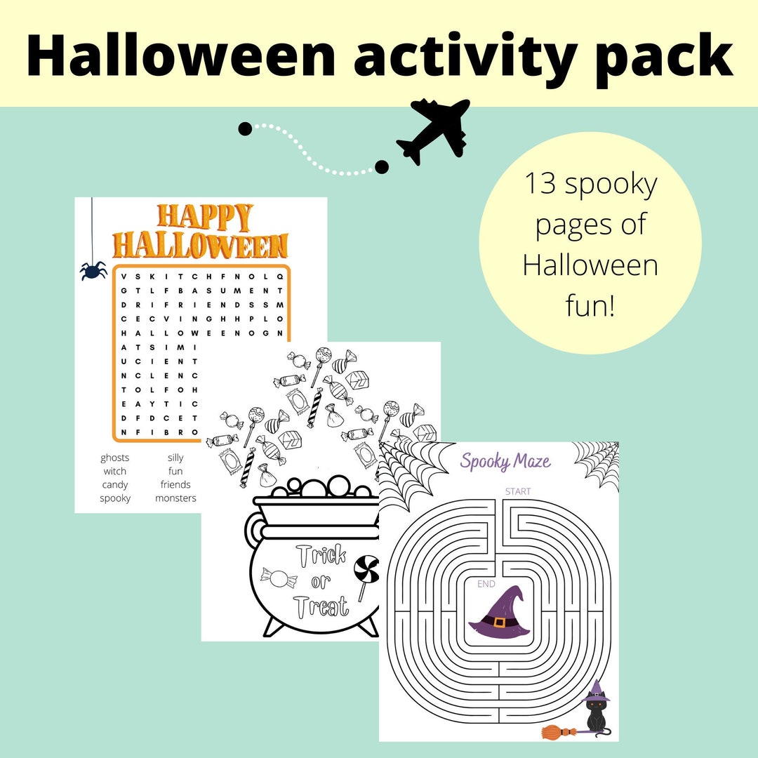 Kids Printable Halloween Activity Worksheet Pack - Etsy