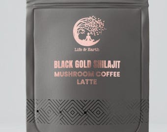 Black Gold Shilajit Mushroom Latte – Adaptogen Superfood Drink for Energy & Vitality