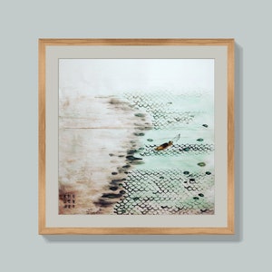 SiYunTang Paisaje lago barco de pesca pintura de tinta china, arte de pared de acuarela de estilo libre, pintura abstracta, bellas artes personalizadas, decoración FengShui