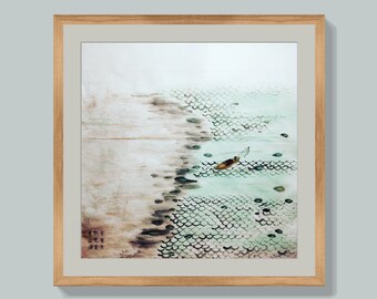 SiYunTang Landscape lake fishing boat Chinese Ink Painting,freestyle watercolor wall art,abstract painting Custom Fine Art,FengShui Decor