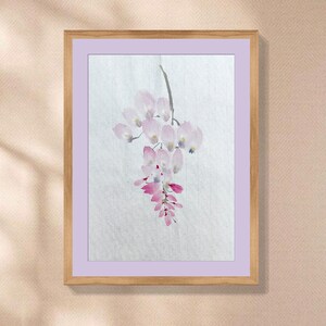 MISS MISY Wisteria flower Handmade Original Watercolor Painting,pink flower Wall Art,Chinese japanese Art freestyle,wall Decor for home 2pcs