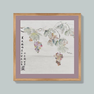 Pintura de tinta de uva china de SiYunTang, pintura de frutas coloridas de estilo libre, arte abstracto de Asia, pintura de bellas artes Zen personalizada, pinturas sumi-e ARTE