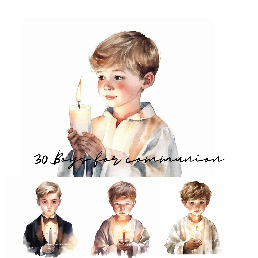 First Communion Clipart Boys, White and Black Suit, Cute Communion