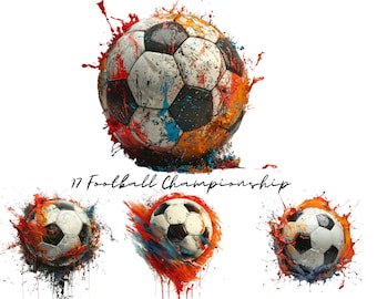 Watercolor Soccer Ball Clipart, Sports Illustration (PNG Files)