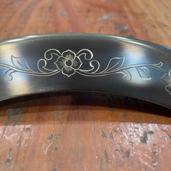 Banjo Armrest, Hand Engraved, Antique Brass Finish