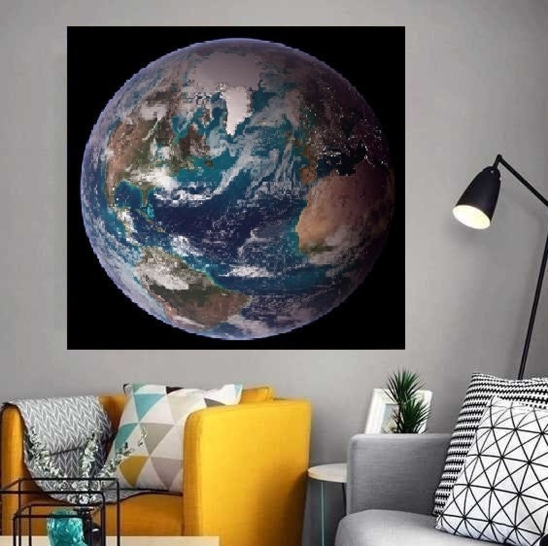 Earth Wall Decor Home Decor Huge Canvas Wall Art Etsy
