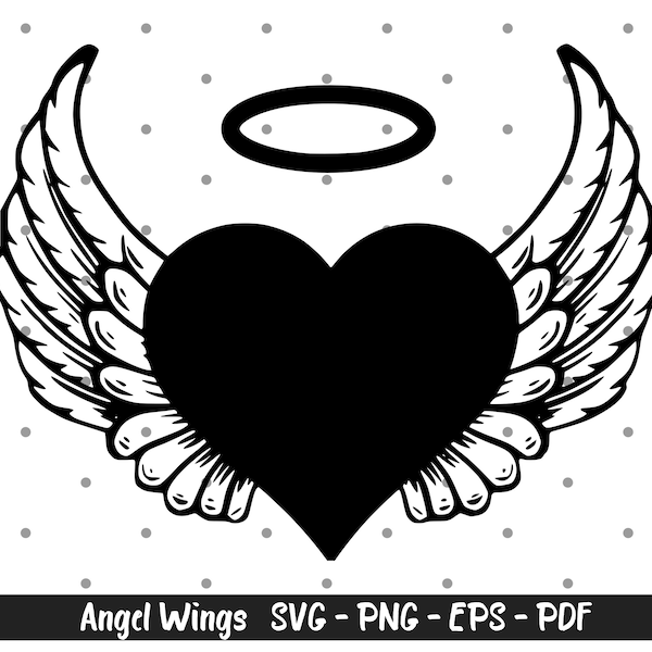 Angel Wings SVG, Wings Svg, Valentine day Svg, Halo svg, Angel Wings Clipart, Baby svg, Newborn svg, Instant Download