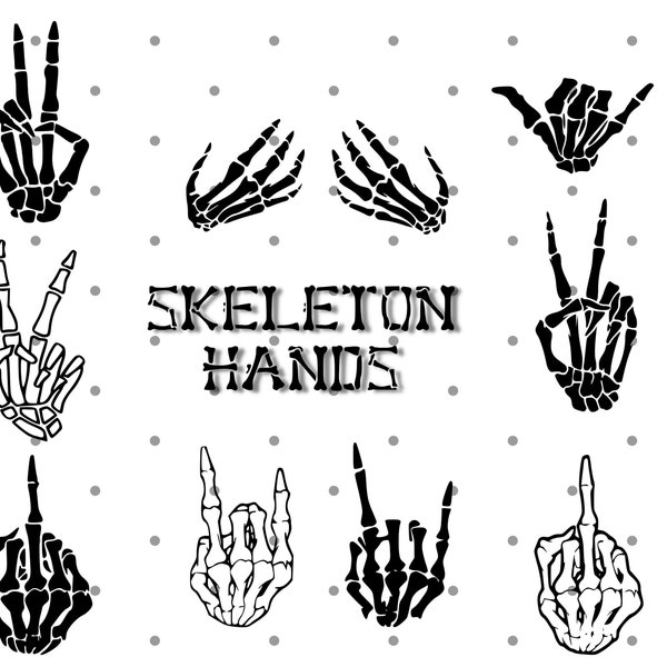 Skeleton Hands SVG Skull Skeleton Hand Halloween svg Rack Hand Svg Middle Finger svg Cricut Cut Files Instant Download