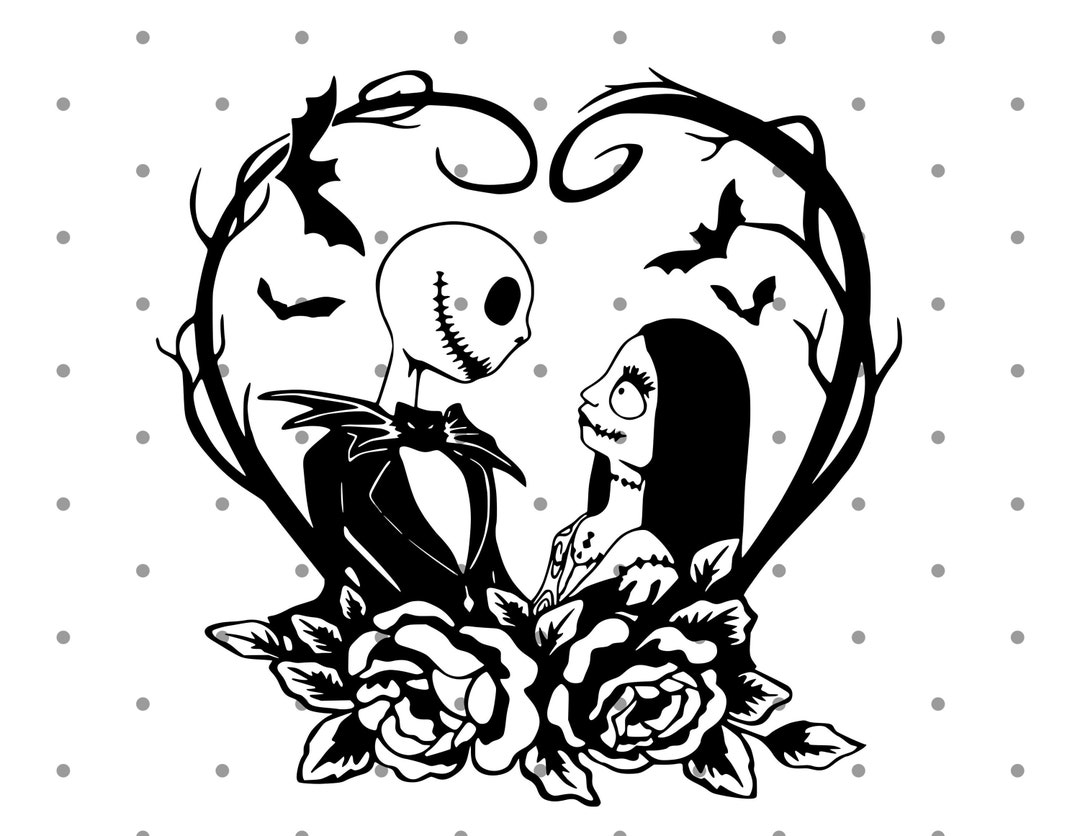 Jack and Sally in Heart SVG the Nightmare Before Svg Jack Svg Sally Svg