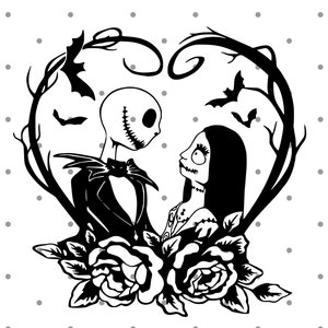 Jack and Sally in Heart SVG The Nightmare Before svg Jack Svg Sally Svg Helloween Svg Instant Download