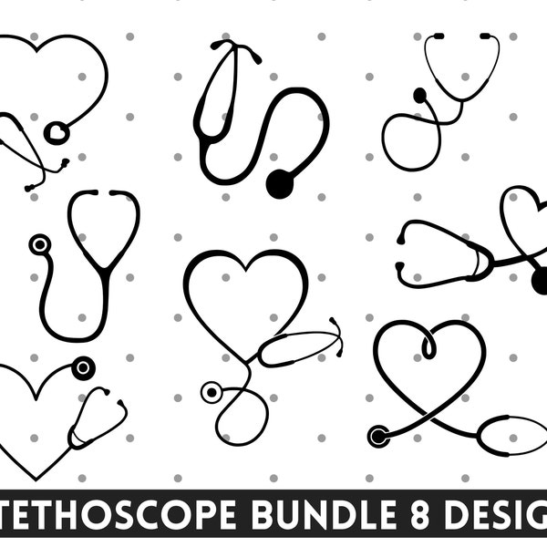 Stethoscope Svg Bundle, Heart Stethoscope Svg, Nurse Svg, Doctor Svg, Medical Svg, Stethoscope Clipart, Instant Download