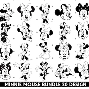 SVG Minnie Mouse, contour de Minnie Mouse, Svg d'anniversaire de Minni Mouse, Clipart Minnie Mouse, Tshirt svg, téléchargement immédiat