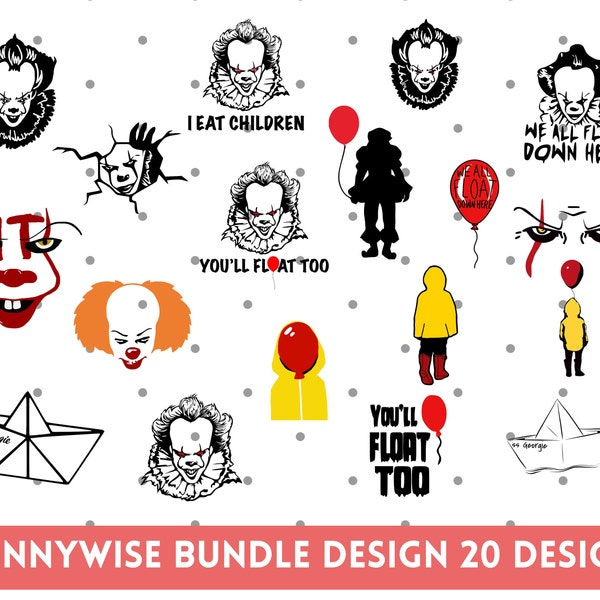 Pennywise SVG Bundle, Horror Character Svg, Halloween Svg, Pennywise Clipart, Horror Movie Svg, Instant Download