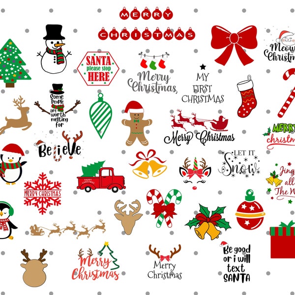 NOËL SVG Bundle, NOËL Clipart, Noël fichiers SVG pour Cricut, Joyeux Noël SVG, Téléchargement instantané