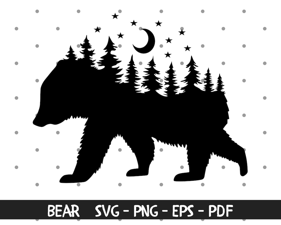 Bear SVG, Bear Tree Svg, Grizzly Bear Svg, Mountain Bear Svg, Black