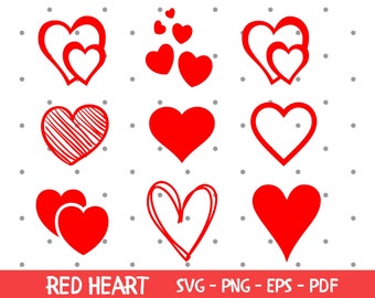 Red Heart SVG, Simple heart svg, valentine's day svg, Read Hearts bundle, Love Svg, Heart svg Instant Download