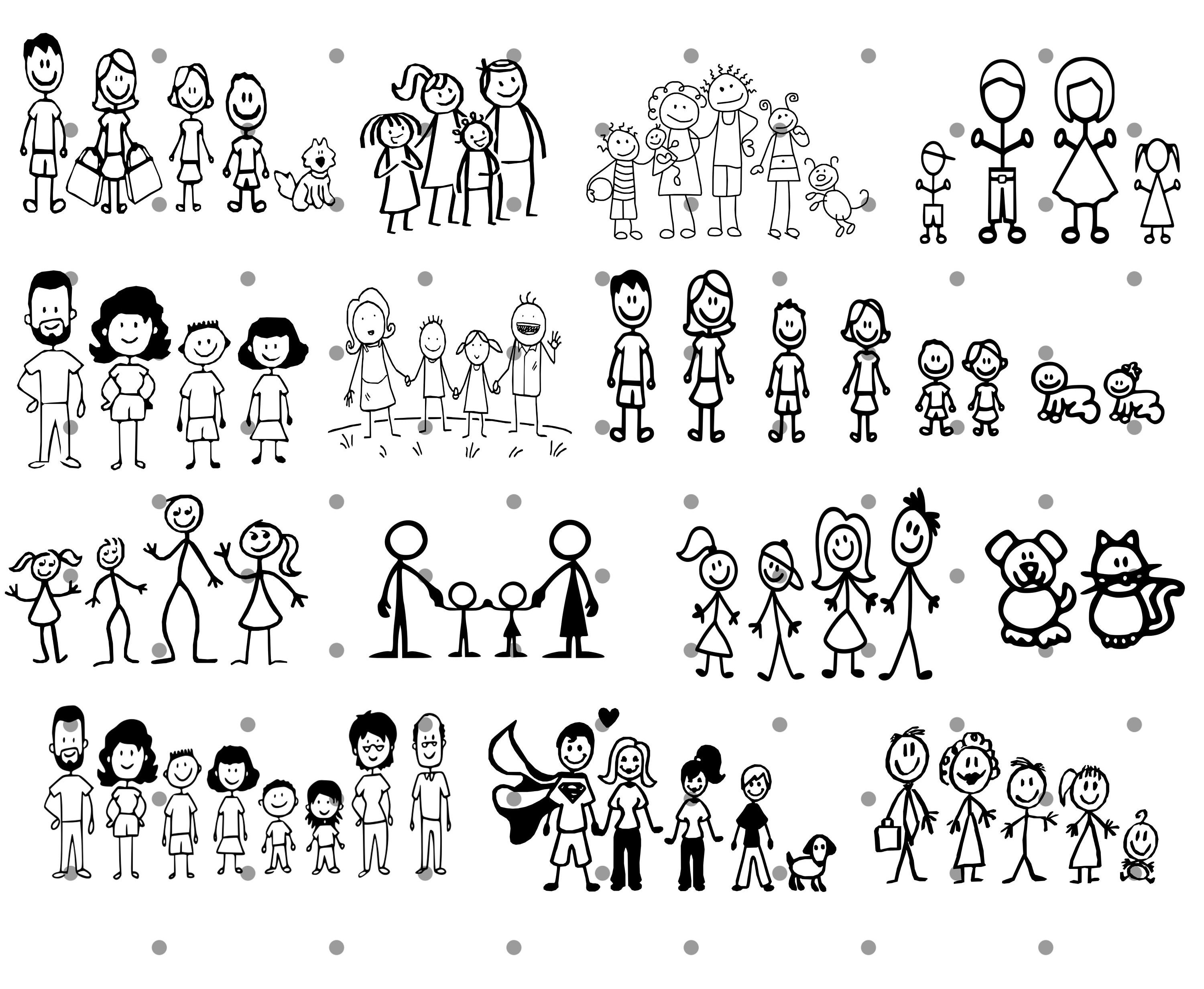 Family stick figure drawing Mounted Print by quali-shirts
