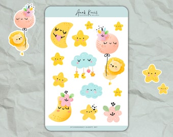 Sticker sheet Moon and Stars | Stickers for children, calendar, collage, handicrafts