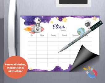 Magnetic timetable personalized wipeable Space and Astronout | Gift Enrollment