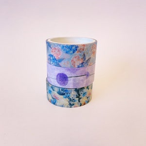 Set of 3 Floral Washi Tapes - Decorative Adhesive Tape for Scrapbooking, Journaling, and Crafts