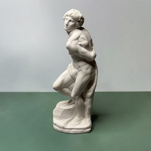 Statua di schiavo ribelle, scultura di Michelangelo, gesso di figura greca, statua romana, piccola decorazione per mensole, fermacarte, regali per lui