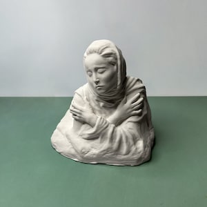 Statua in gesso di donna sconosciuta, figura in gesso, statua vintage, scultura in stile nordico, piccola decorazione da mensola, fermacarte, regali per lei