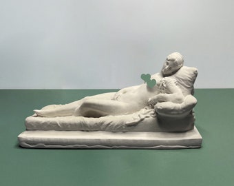 Sleeping Female Plaster Sculpture: Ancient Roman Gypsum Ornament