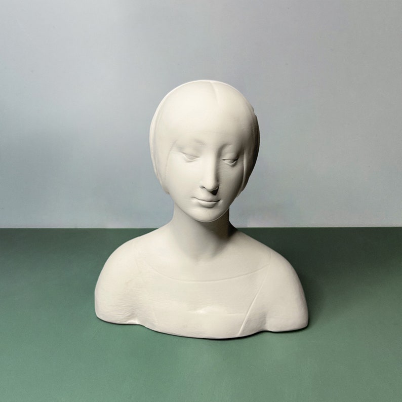 Plaster Lady Bust Statue: Nordic Art Decor, Minimalist Sculpture - Etsy
