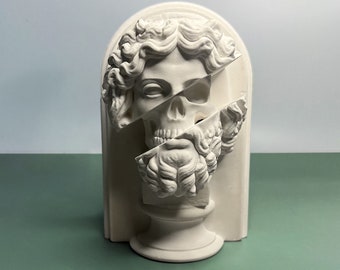 Zeus Skull Statue: Plaster Greek Mythology Bust, Modern Art Decor