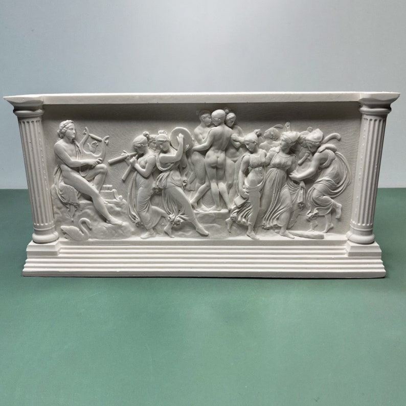 The dance of the Muses on Helicon Statue, Greek Bas-relief Sculpture, Plaster Grecian Bas-relief, Small Shelf Decor,Paperweights, Home Decor
