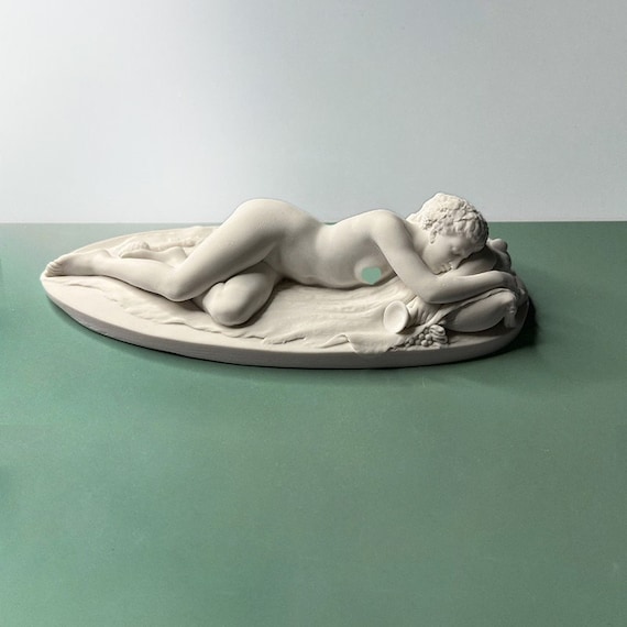 Sleeping Bacchante Gypsum Sculpture: Greek Mythology Decor