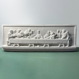 Embossed The Last Supper Plaster Ornament,  Ancient Bust Gypsum Portrait Arts, Craft Plaster Sculpture, Gypsum Statue Decoration Arts