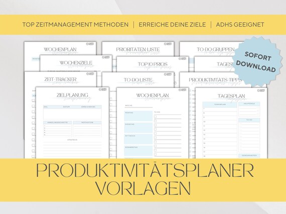 Vorlagen Produktivität ADHS Kalender Digitaler ADHS - Etsy