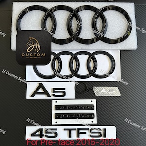 A5 Gloss Black Full Badges Package For Audi A5 F5 45TFSI Quattro Exclusive Pack