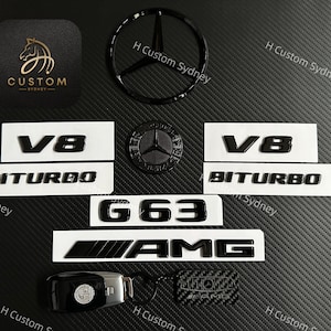 Pacote de emblemas G63 preto brilhante para modelos Mercedes G63 AMG W463 W464 2013-2024 Pacote exclusivo