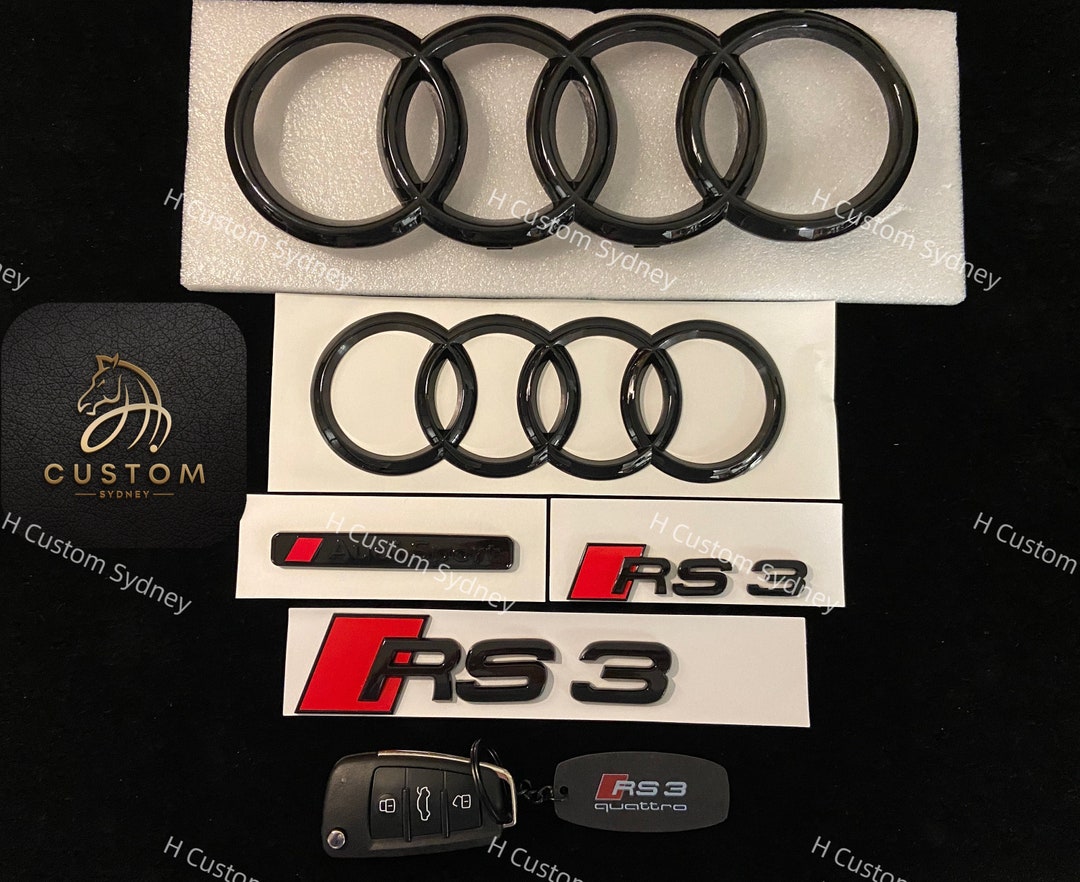 Emblème De Calandre Audi S/RS - Modèle RS5 Chrome - Pour S3, S4, S5, S6, S7, S8, RS3, RS4, RS5, RS6, RS7