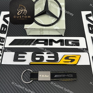 Pacote de emblemas E63S em preto brilhante para Mercedes E63S W213 2021-2023 - Edição Exclusiva (um pacote)