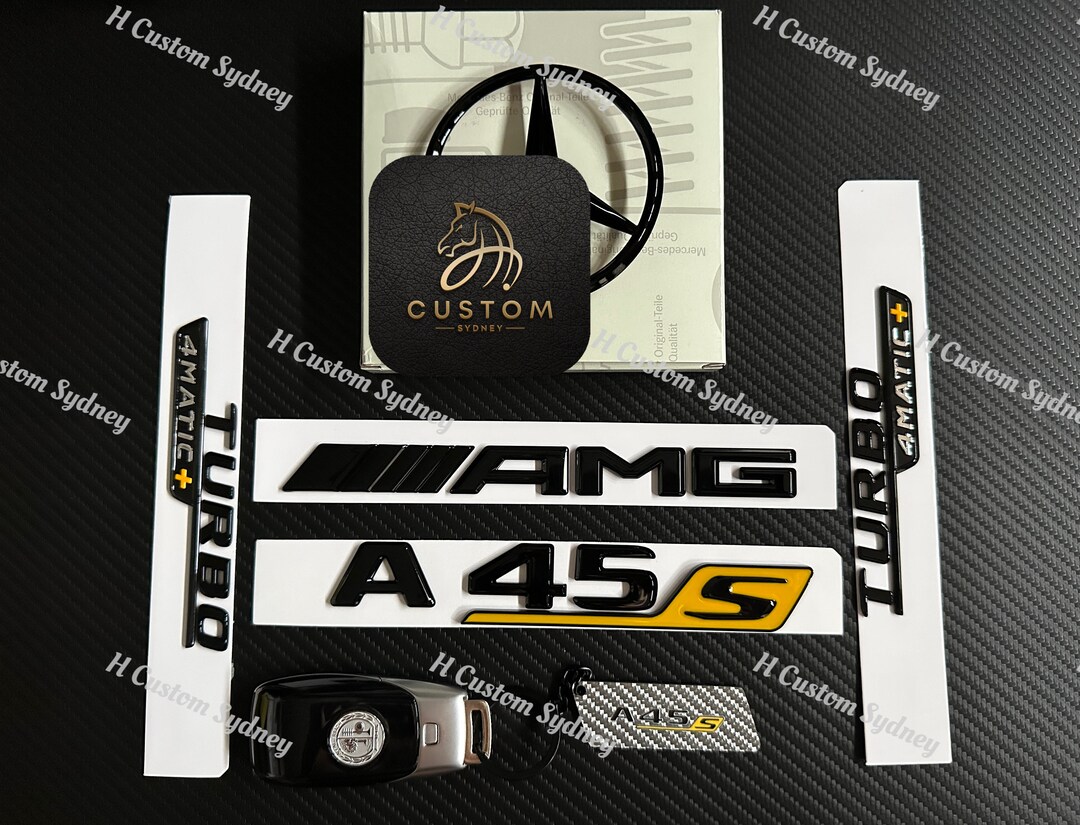 A45S Gloss Black Full Badges Emblems Package for Mercedes A45S W177 ...