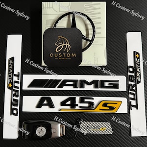 A45S Gloss Black Full Badges Emblems Package For Mercedes A45S W177 Exclusive Pack