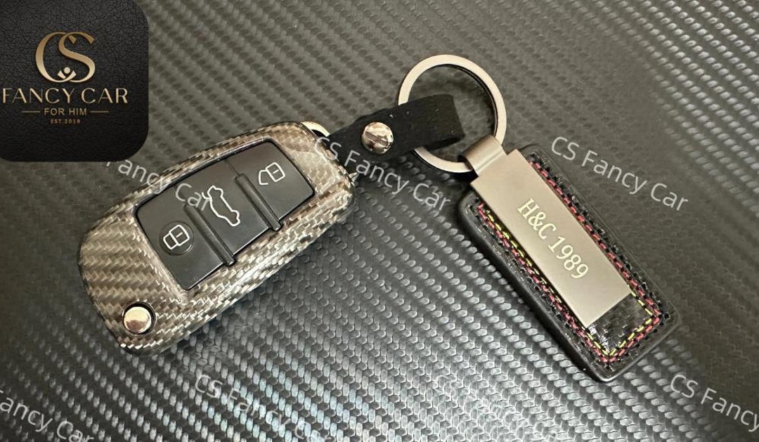 S3 RS3 RSQ3 Premium Genuine Fiber Key Fob Cover Case Fit for Audi S3