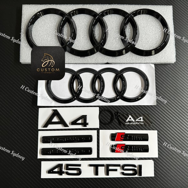 A4 Gloss Black Full Badges Paket für Audi A4 B9 40 TFSI 45 TFSI Quattro Exclusive Pack