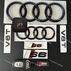S6 Gloss Black S6 Badges Package For Audi S6 C7 C8 2013-2024 Exclusive Pack