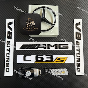 Custom Gloss Black C63S Badges Package For Mercedes C63s W205 C205 S205 A205 Exclusive Pack