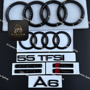A6 Gloss Black Full Badges Package For Audi A6 C8 40 45 55TFSI Exclusive Pack