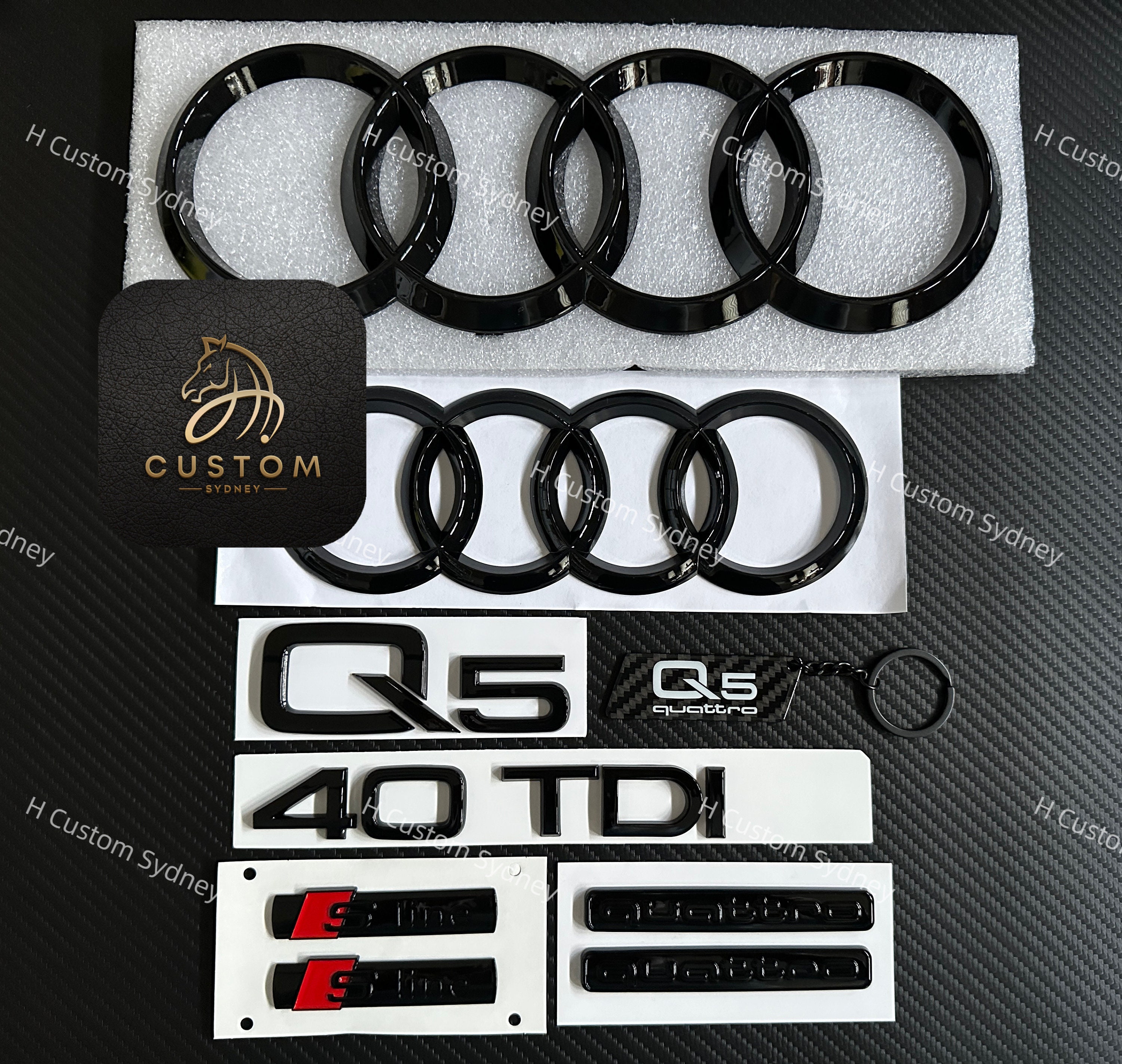 Audi Ringe 285mm Kühlergrill Emblem Emblem Emblem Aufkleber Glanz