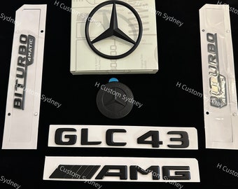 Paquete de emblemas GLC43 en negro mate para Mercedes GLC43 X253 C253 Exclusive Pack