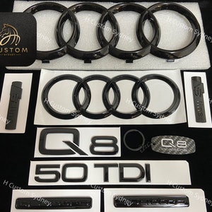 Q8 Gloss Black Full Black Badges Package For Audi Q8 50TDI 55TFSI Exclusive Pack