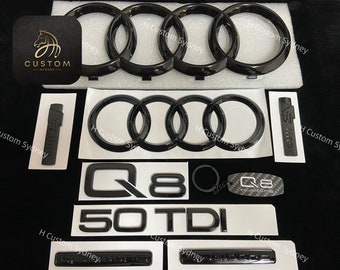 Q8 Gloss Black Full Black Badges Package For Audi Q8 50TDI 55TFSI Exclusive Pack