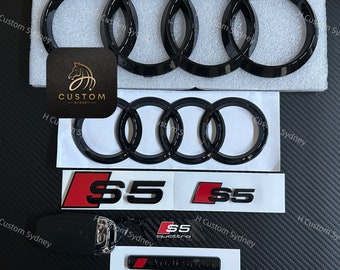 S5 Gloss Black Full Badges Emblems Package For Audi S5 F5 2017-2024 Exclusive Pack