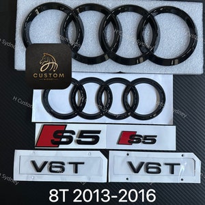 S5 Gloss Black Full Badges Emblems Package For Audi S5 8T 2013-2016 Exclusive Pack
